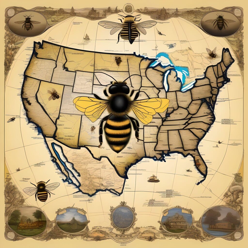 Abeja EEUU, mapa de miel